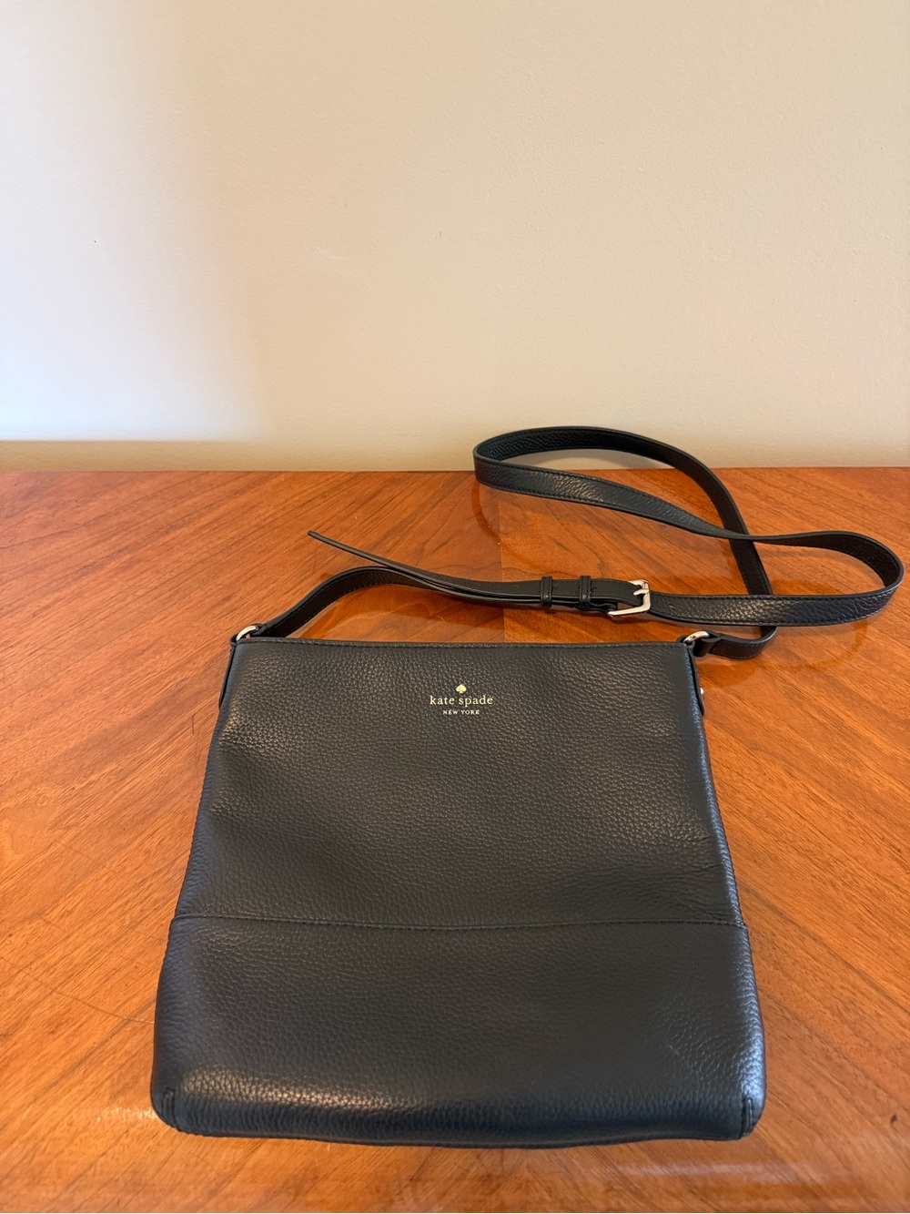 kate spade Black Pebbled Leather Messenger Bag